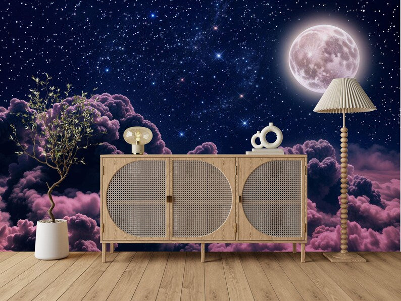 Moon & Stars Wallpaper Mural Galaxy Wall