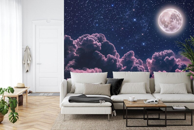 Moon & Stars Wallpaper Mural Galaxy Wall