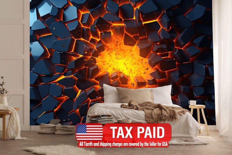 3D Abstract Explosion Wall Mural, Peel and Stick Wallpaper