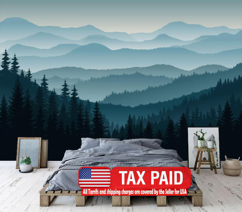 Blue Mountain Pine Forest Wallpaper Mural