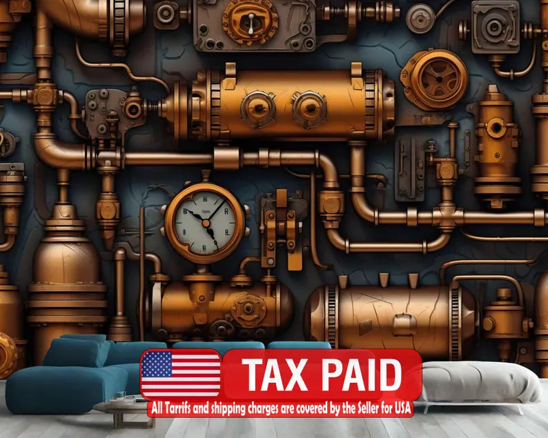 Steampunk Pipes Wallpaper Mural