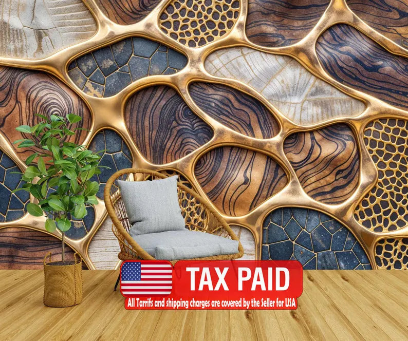 Abstract Art Deco Wallpaper Mural - Easy Install