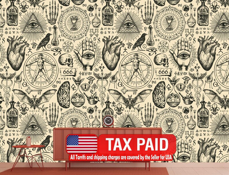 Esoteric Alchemy Wallpaper Mural: Vintage Witchcraft