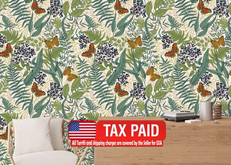 Art Deco Floral Wallpaper Mural, Art Print