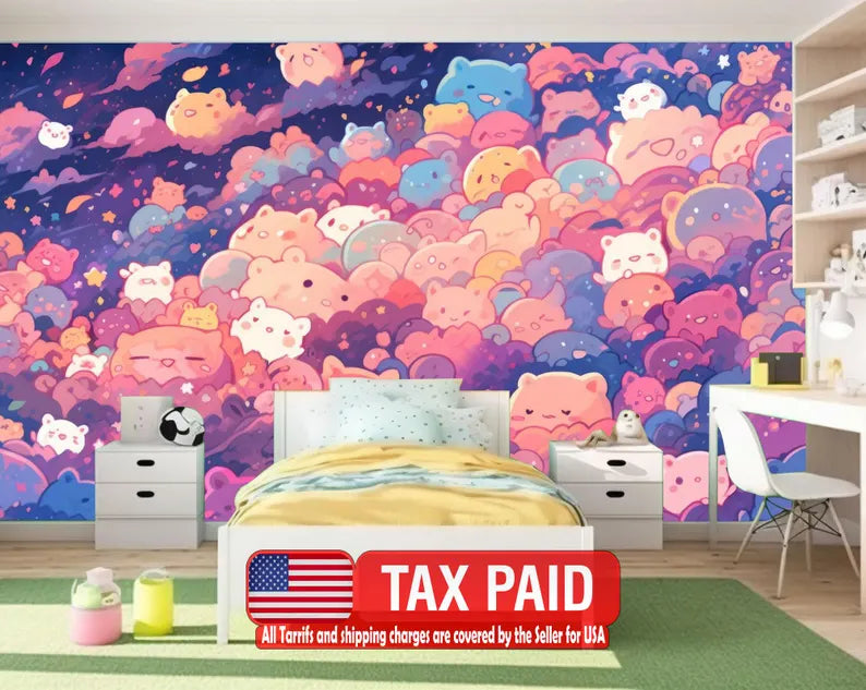 Kawaii Doodle Monster Wallpaper Kids Room Mural