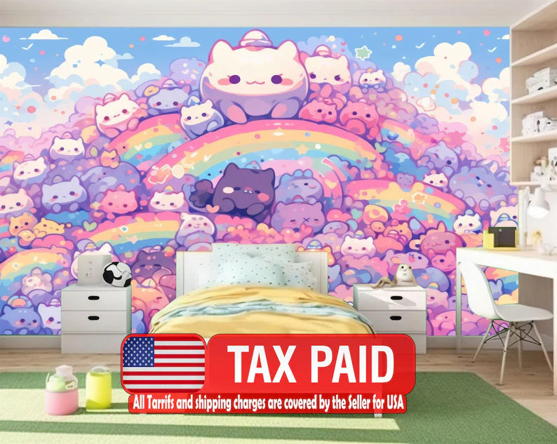 Kawaii Doodle Monsters Wallpaper Mural Kids Room