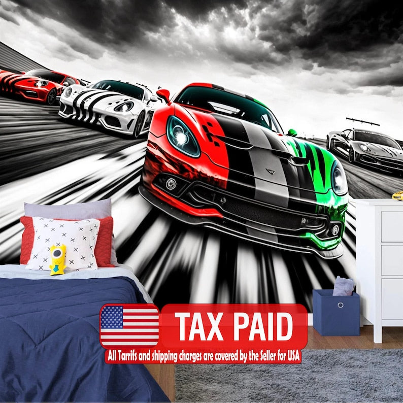 Racing Car Wallpaper Mural Motorsports Wall Art