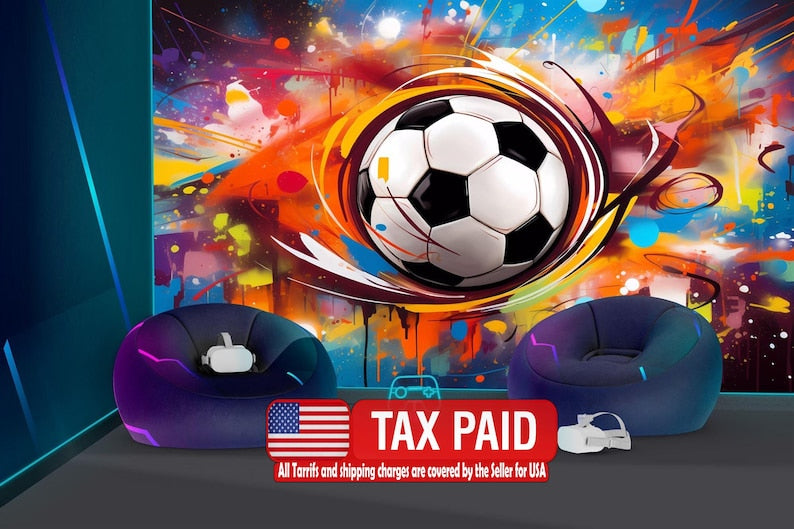 Football Peel and Stick Wallpaper: Soccer Illustration