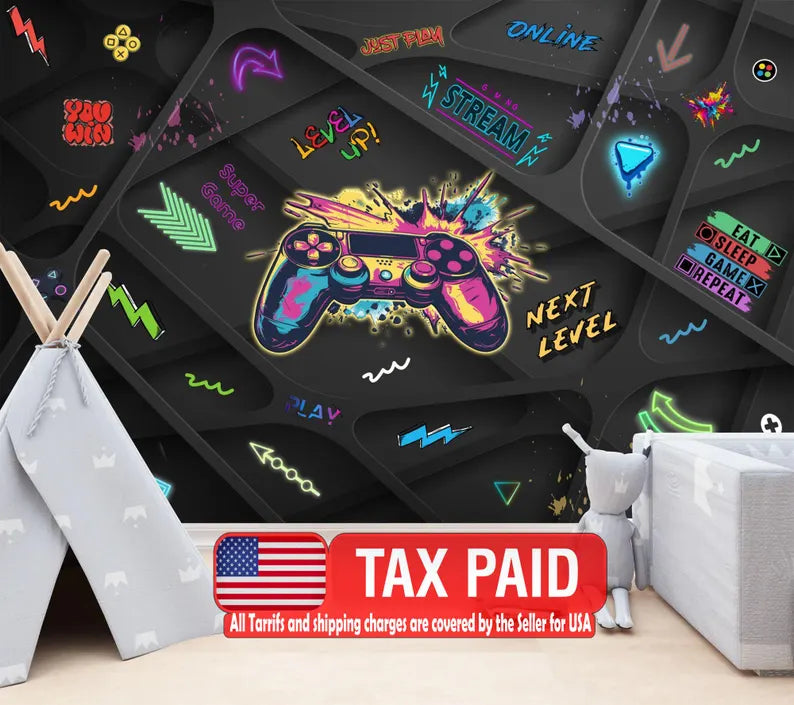 Gaming Kids Room Wallpaper Mural Art Print