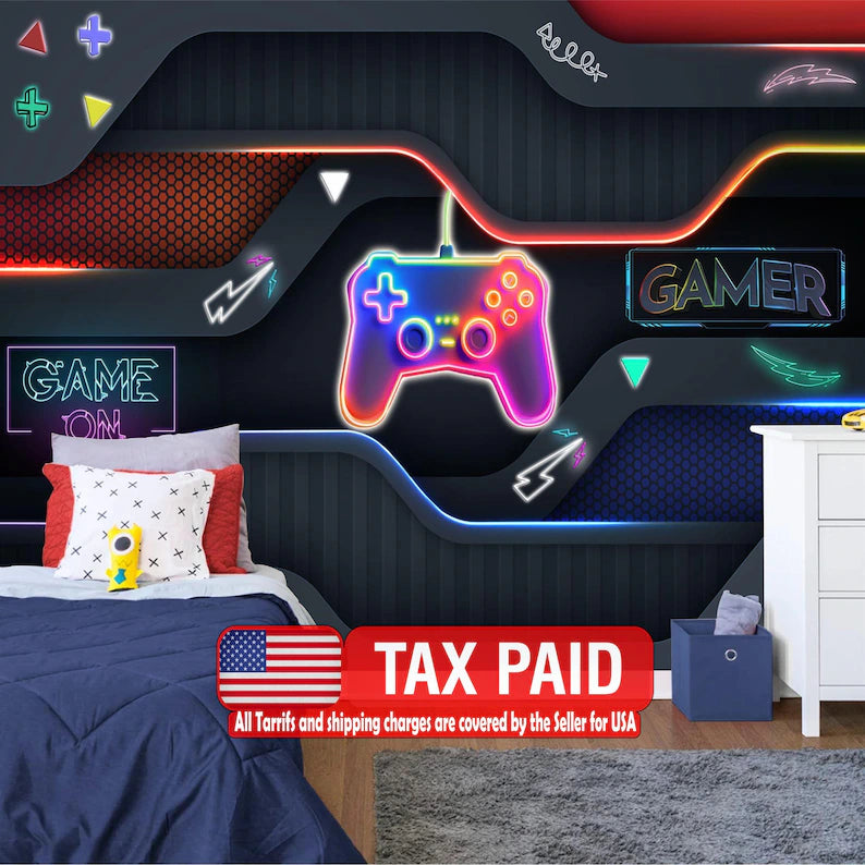 Gaming Room Wallpaper Mural, Wall Decal