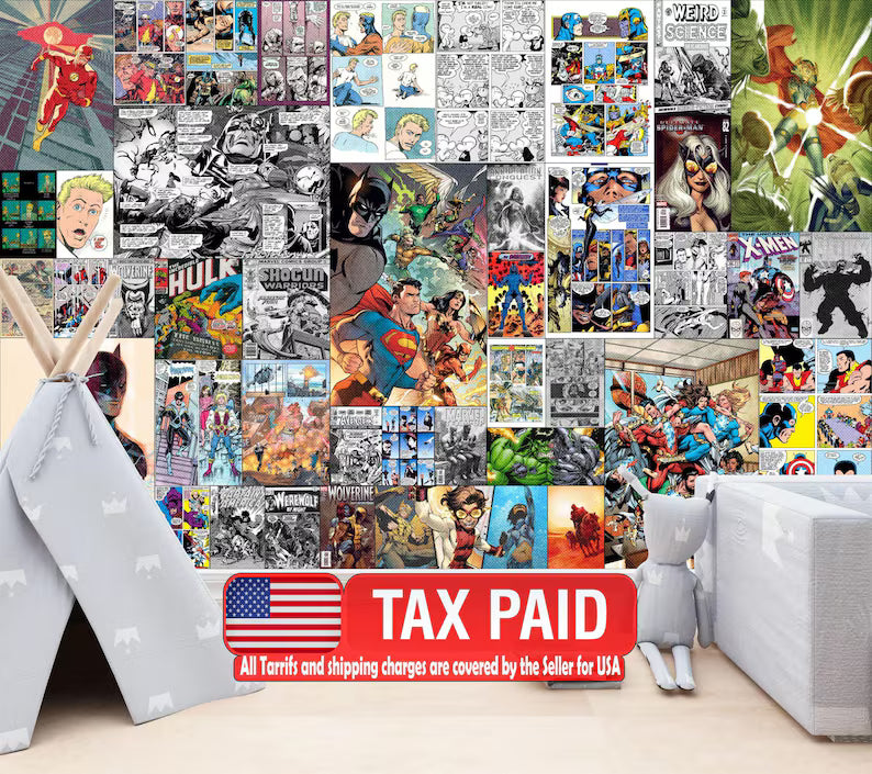 Vintage Comic Book Collage Wallpaper Mural