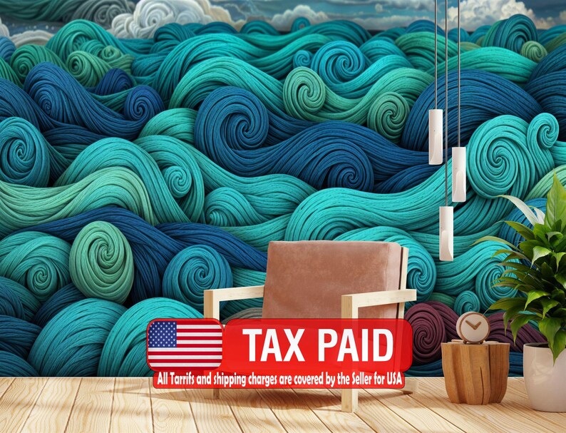Playful Waves Wall Mural: Colorful, Easy-Install