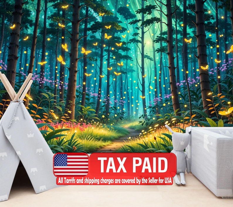 Enchanted Forest Mural, Magical Trees Wallpaper Gift