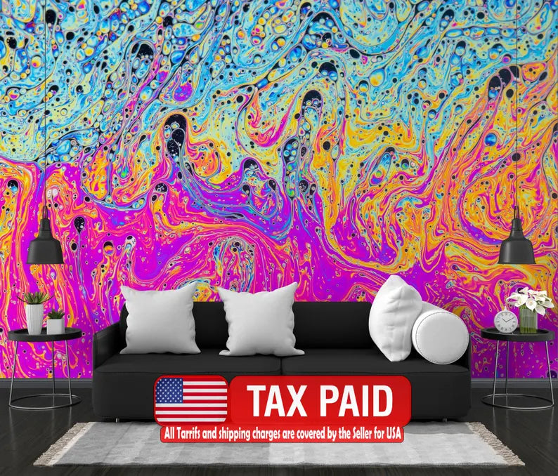 Psychedelic Soap Bubble Wall Mural – Colorful Abstract