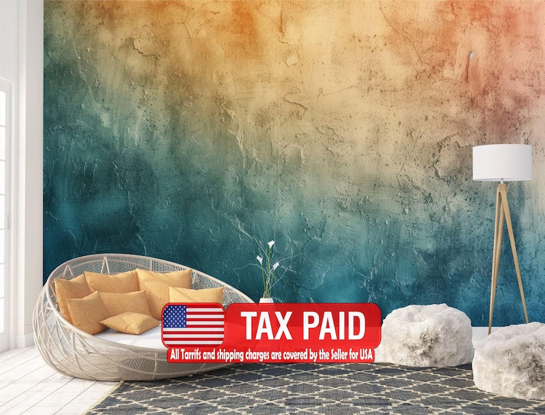 Green Ombre Grunge Wall Decal, Peel and Stick Wallpaper