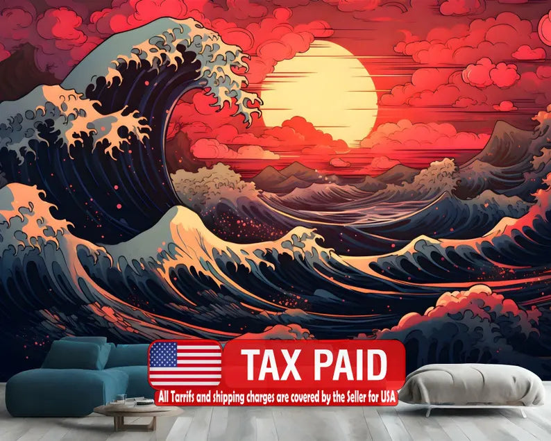 Ocean Sunset Wall Mural, Peel and Stick Wallpape