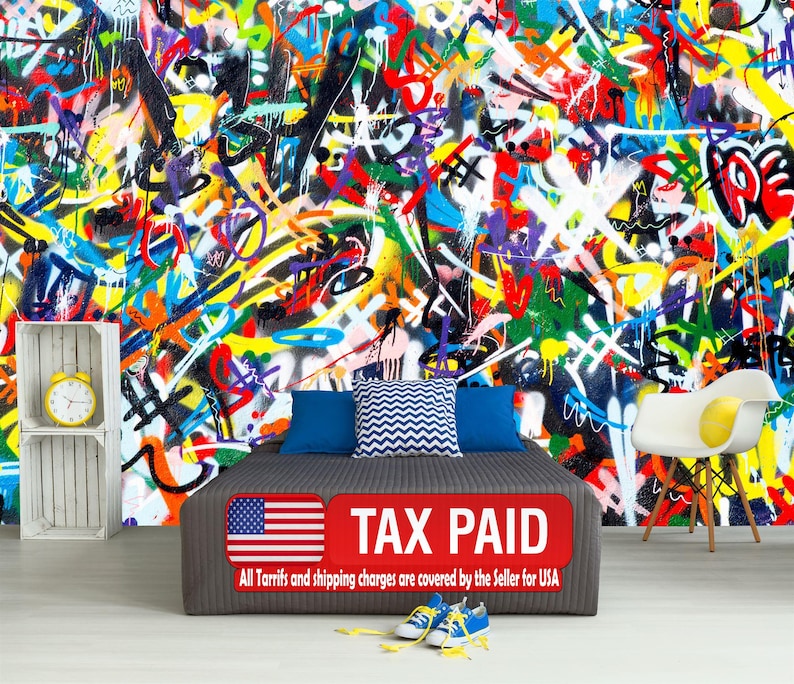 Colorful Graffiti Wallpaper Mural Art Print