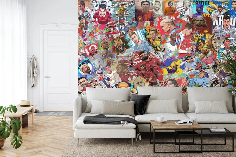 Football Soccer, Legends Wallpaper Mural, Boys Room Decor