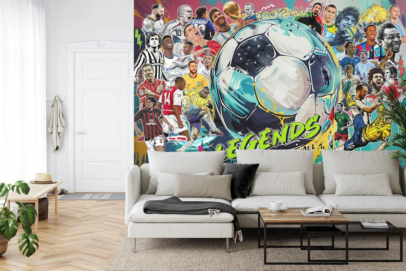 Football Soccer, Legends Wallpaper Mural, Boys Room Decor