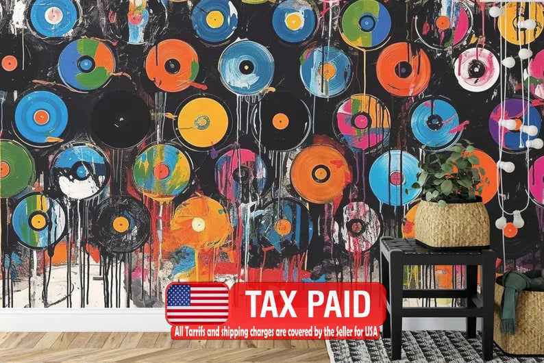 Wallpaper, Grunge Vinyl Records , Generative AI Pop Art