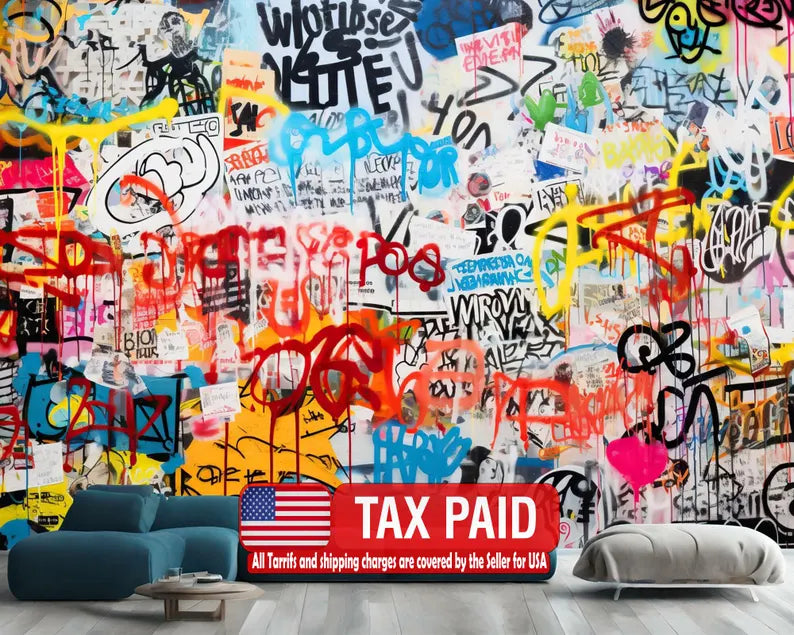 Graffiti Street Wallpaper Mural, Urban Abstract