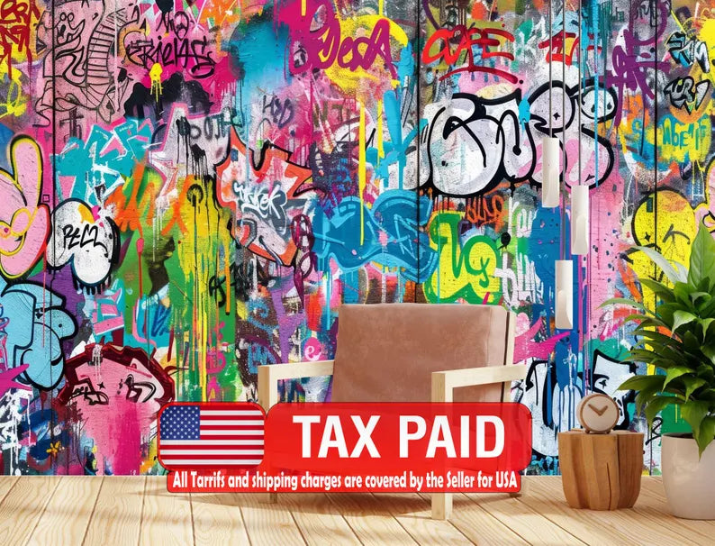 Graffiti Wall Mural, Urban Street Art Wallpaper