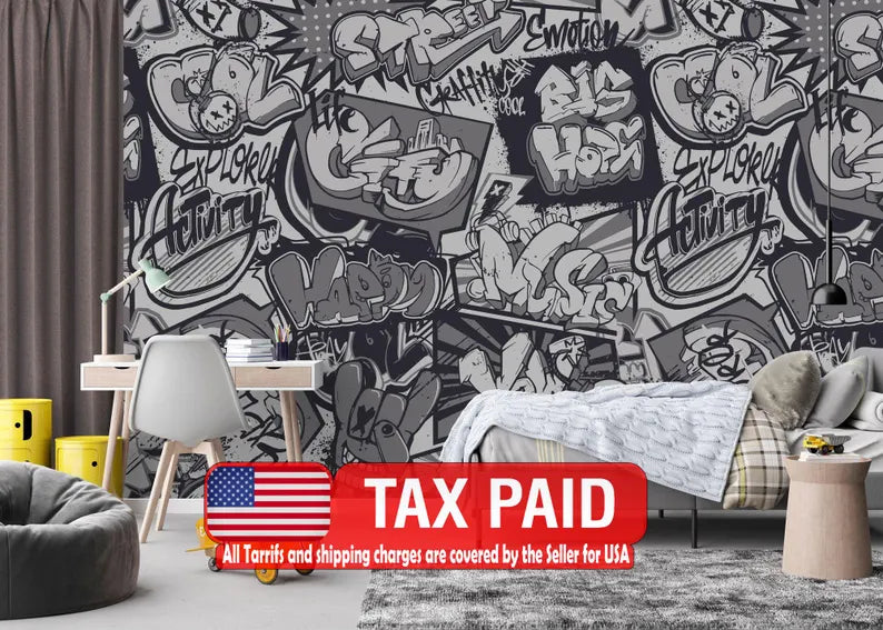 Urban Graffiti Wallpaper Mural, Art Print