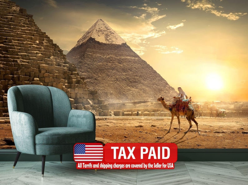 Pyramids of Giza Mural,  Egypt Art Print