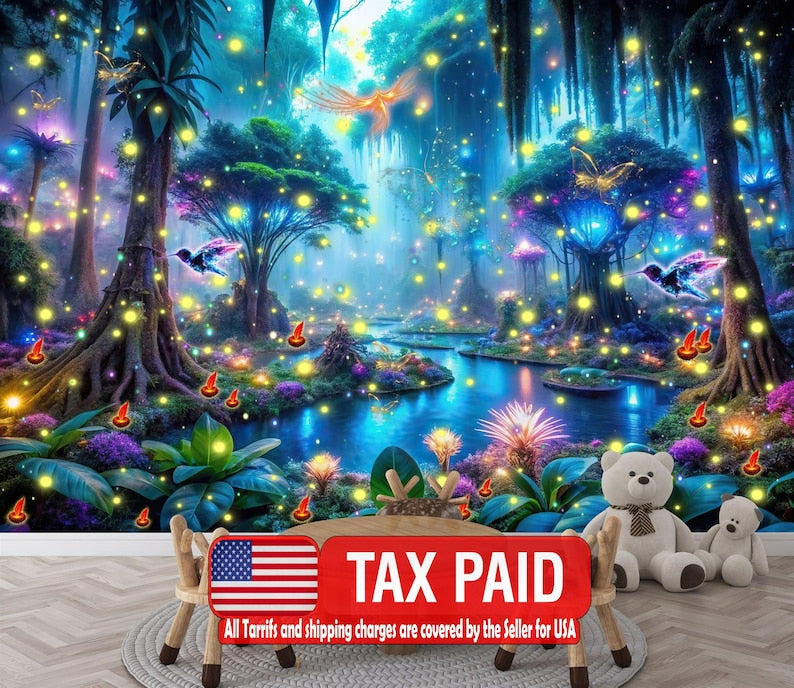 Luminous Mushroom Forest Wallpaper Mural