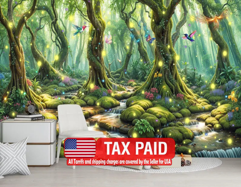 Enchanted Forest Wallpaper Mural Girls Room Decor