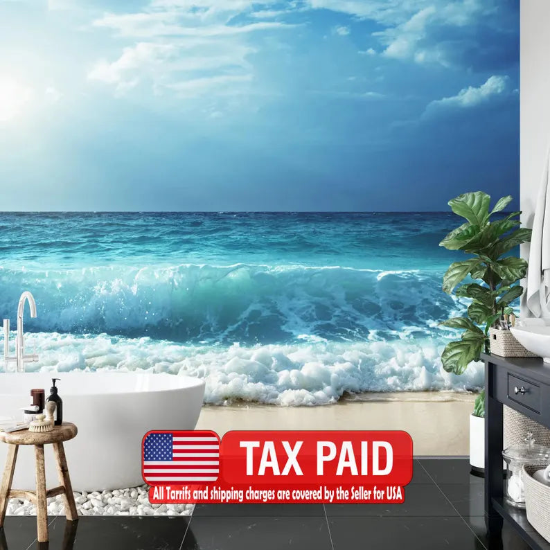 Sea Wave Beach View Wallpaper Mural Art Print