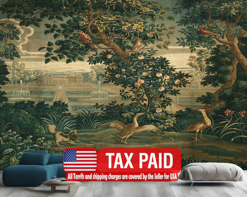 Classic landscape wallpaper mural featuring serene natural scenery for modern home decor
