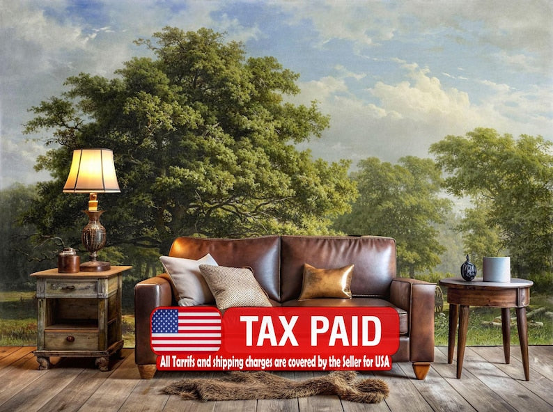 Vintage Countryside Landscape Wallpaper Mural