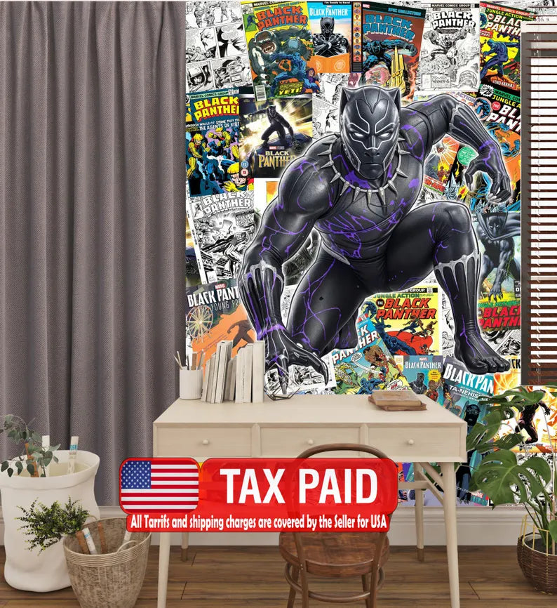 Black Panther Comic Mural, Kids Room Decor