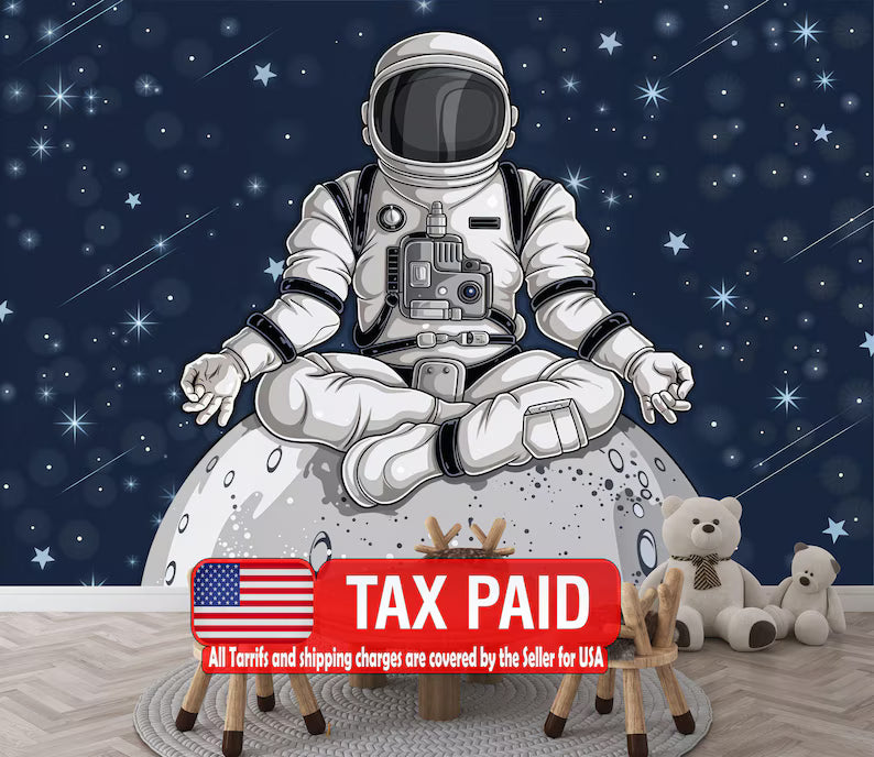 Spaceman Graffiti Mural, Kids Room Decor Art Print
