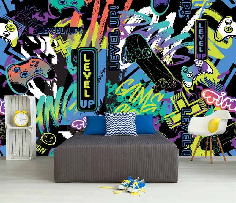 Graffiti Street Wallpaper Mural, Urban Abstract Art Print