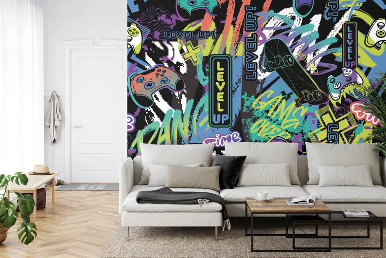 Graffiti Street Wallpaper Mural, Urban Abstract Art Print