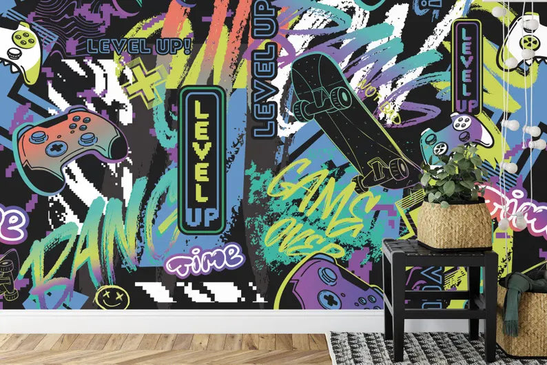 Graffiti Street Wallpaper Mural, Urban Abstract Art Print