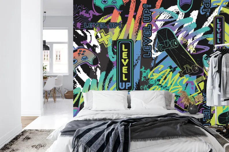 Graffiti Street Wallpaper Mural, Urban Abstract Art Print
