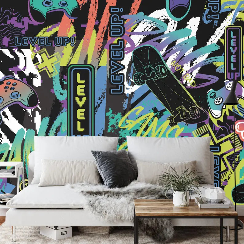 Graffiti Street Wallpaper Mural, Urban Abstract Art Print