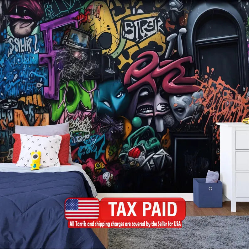 Graffiti Street Art Wallpaper Mural, Abstract Pop Art