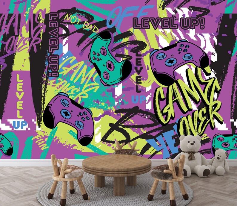 Gaming Graffiti Mural: Urban Abstract Gift Art Print