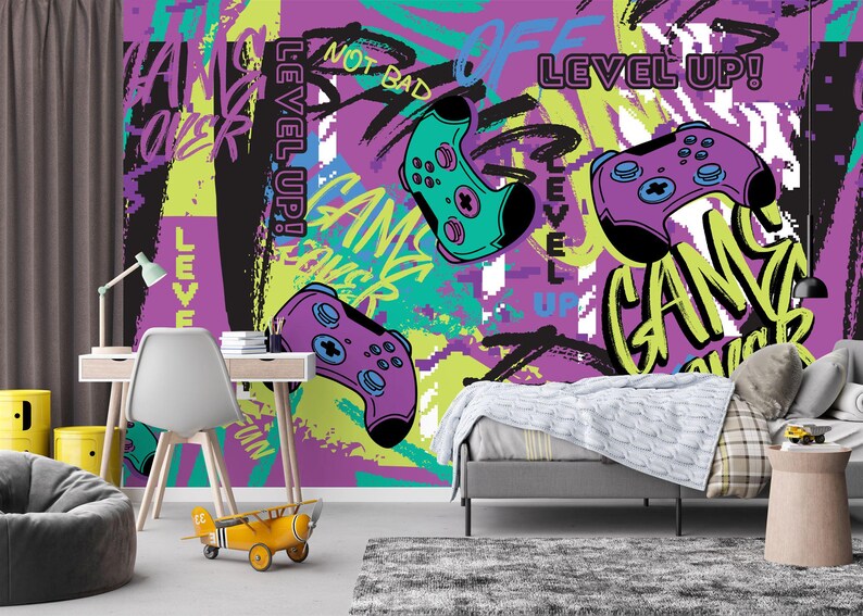 Gaming Graffiti Mural: Urban Abstract Gift Art Print