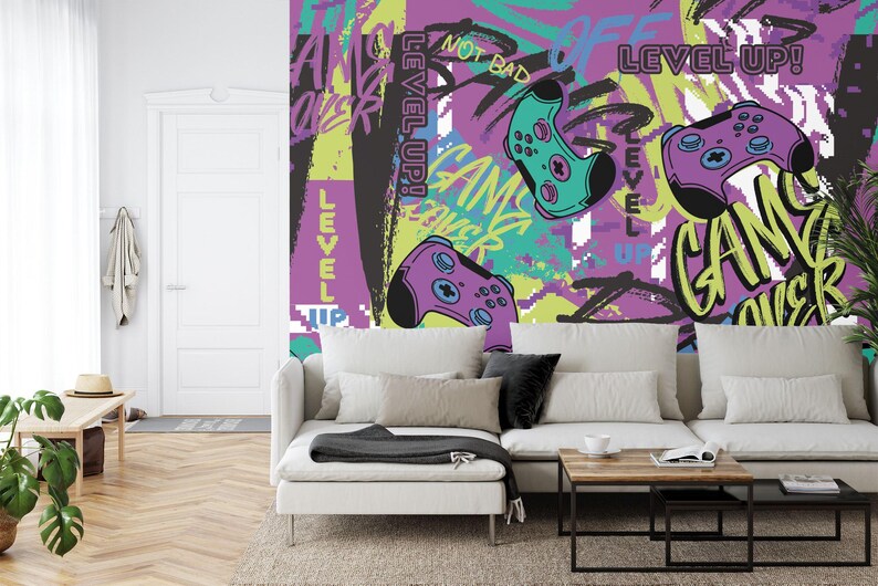 Gaming Graffiti Mural: Urban Abstract Gift Art Print