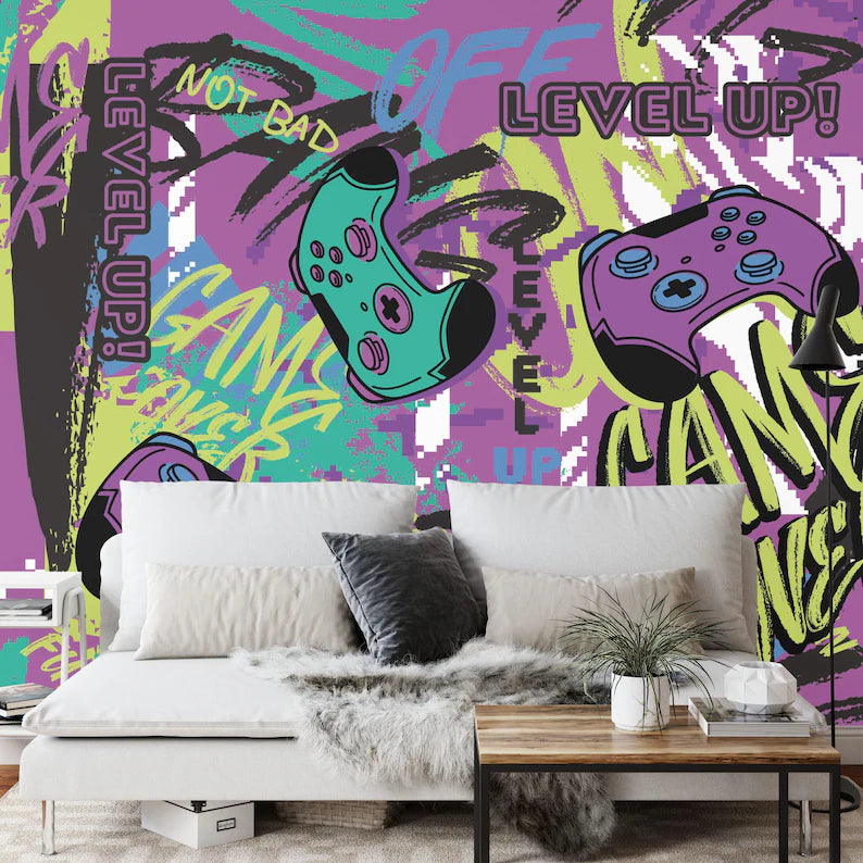 Gaming Graffiti Mural: Urban Abstract Gift Art Print
