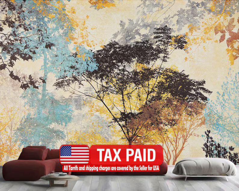 Forest Silhouette Wallpaper Mural Art Print