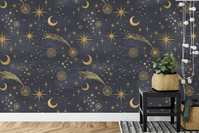 Starry Night Peel and Stick Wallpaper | Elegant Sky Mural