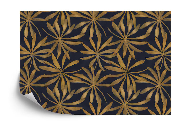 Floral Starry Night Wallpaper Mural, Elegant Modern Decor