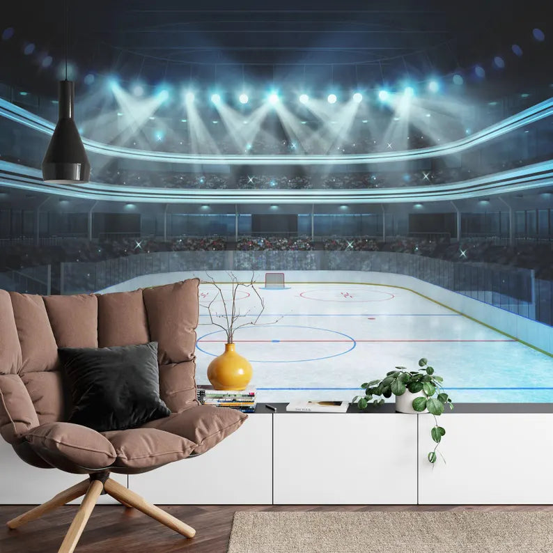 Hockey Arena Stadium Wallpaper Mural for Kids