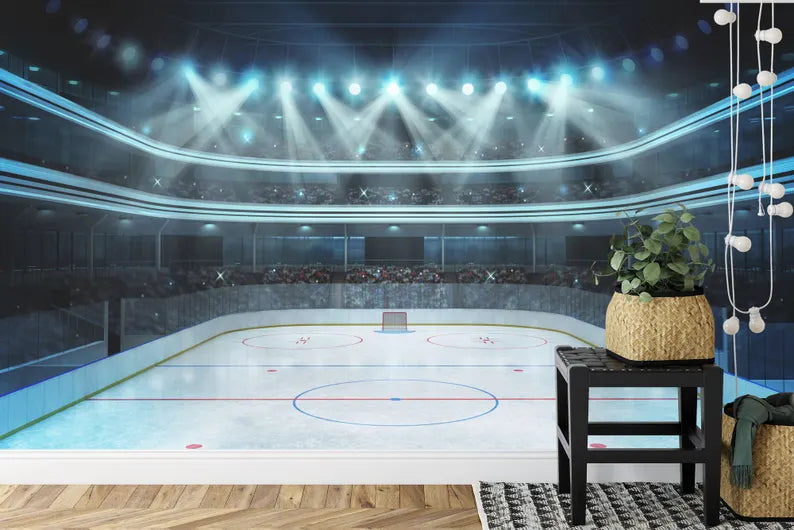 Hockey Arena Stadium Wallpaper Mural for Kids